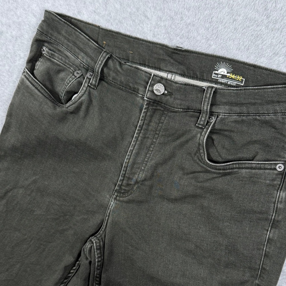 Faherty Mens Terry 5-Pocket Pants 34x32 Faded Olive Green MBF2440-FVE